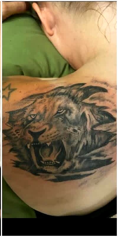 Custom Work tattoo on Shoulder blade