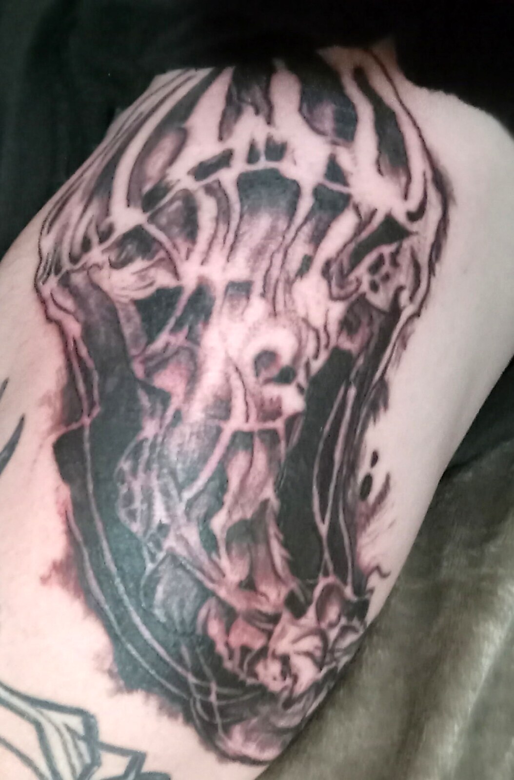 Custom Work tattoo on Thigh