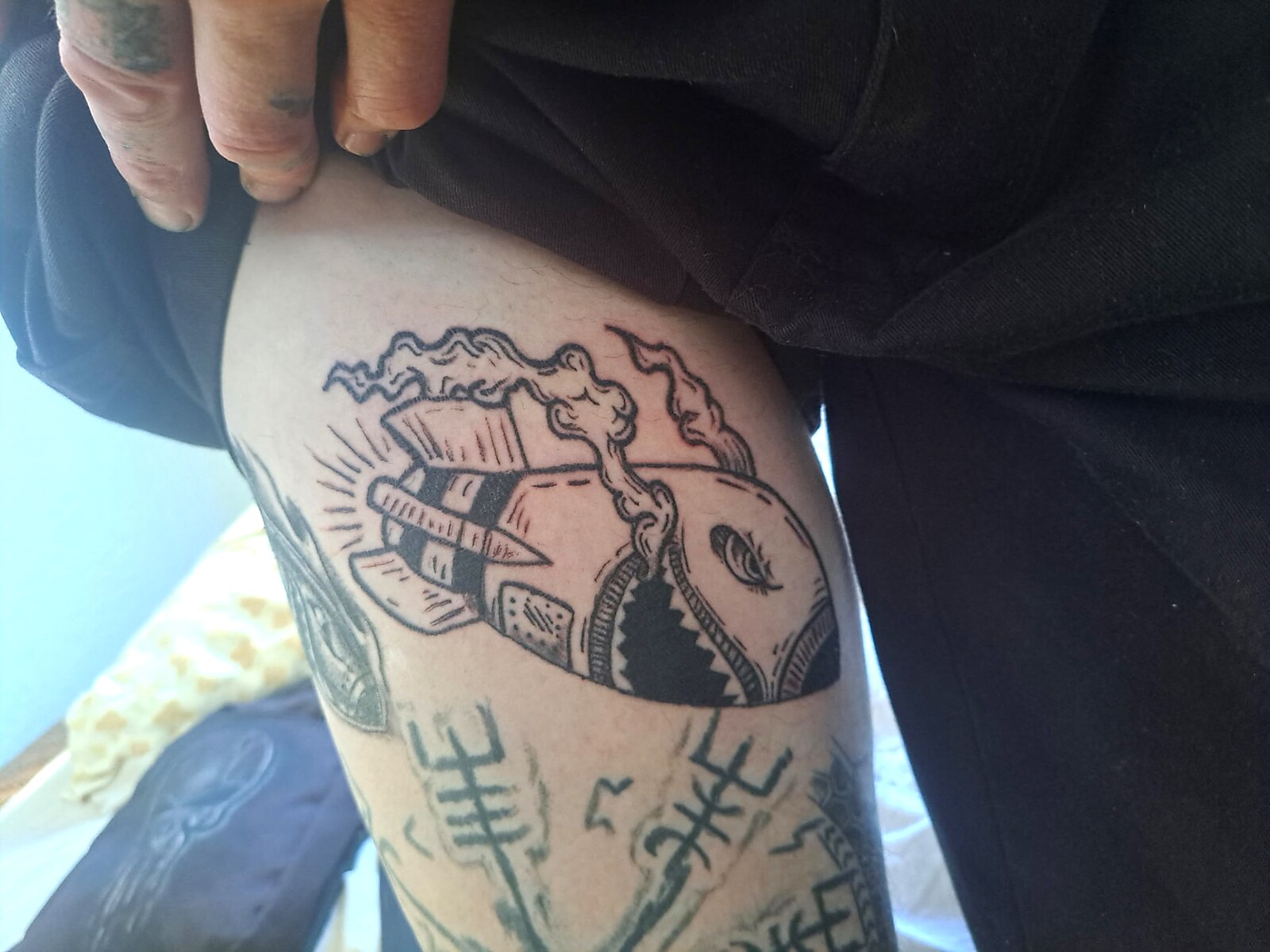 Custom Work tattoo on Bicep