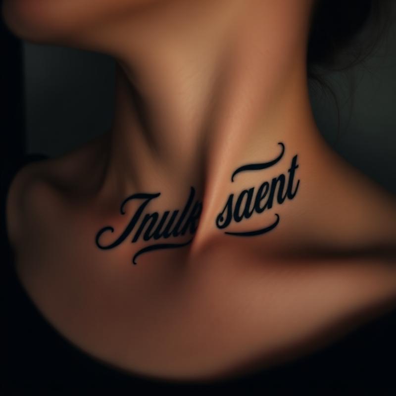 Lettering tattoo on Collarbone